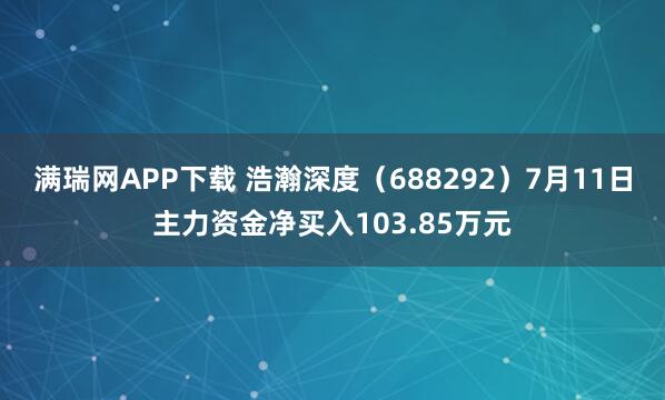 满瑞网APP下载 浩瀚深度（688292）7月11日主力资金净买入103.85万元